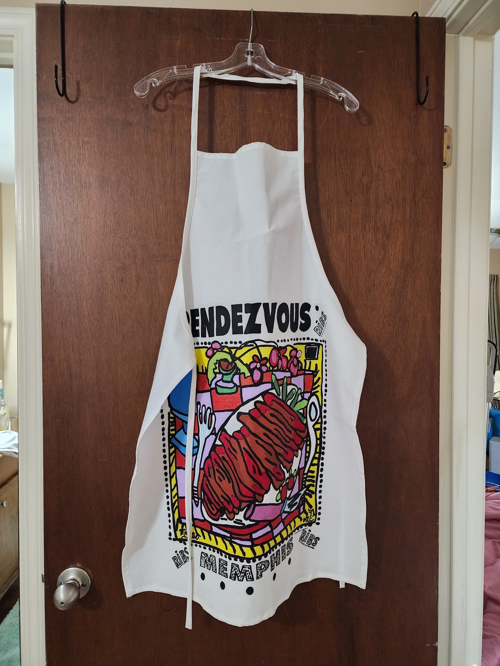 Augusta Sportswear White Memphis Barbecue Apron with Multicolor Graphic